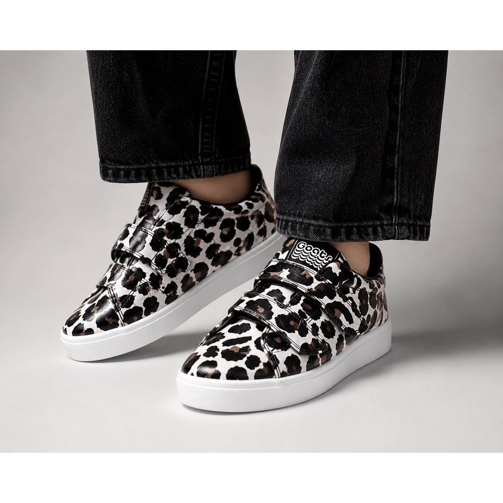 Goats Leopard Print Triple Strap Sneakers Womens Size 6.5 Pink Black